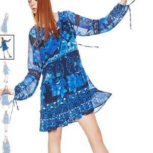 Desigual Linda dress - sheer blue floral overlay (slip is not included)